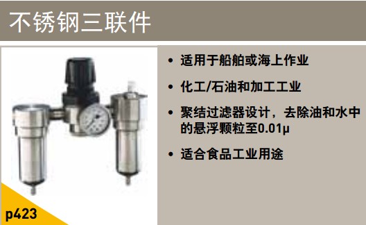 不銹鋼三聯件來自派克漢尼汾PARKER